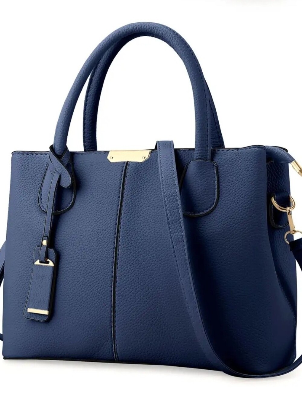 Classic Structured Navy Tote Handbag - Unbranded
